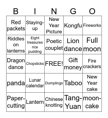 Spring Festival Bingo Game Bingo Card