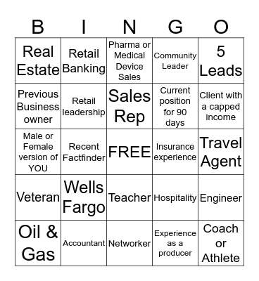 Referral Bingo Card