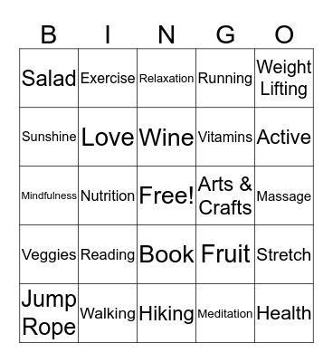 Health & Wellness Bingo Card