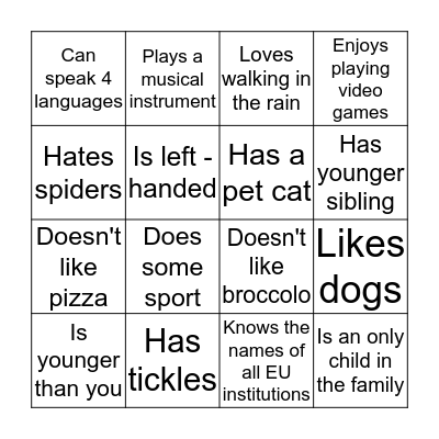 Find someone who... Bingo Card