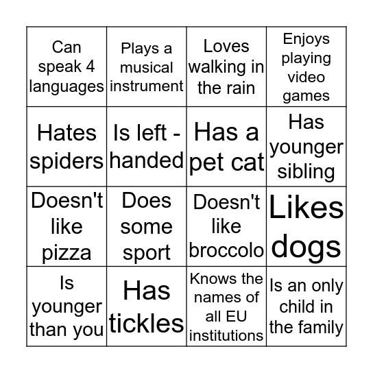 Find someone who... Bingo Card