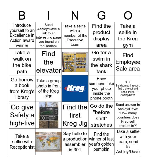 Kreg Tool BINGO! Bingo Card