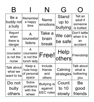 Guidance BINGO Card