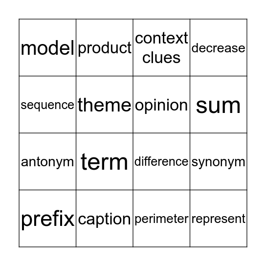 STAAR TESTING Words to KNOW! Bingo Card