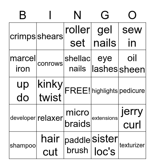 BEAUTY BINGO Card