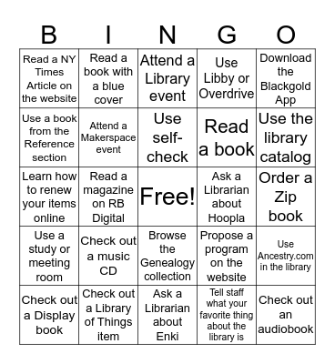 Adult Summer Reading Program  Bingo Card