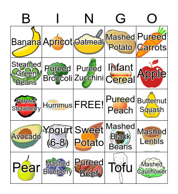 Introducing Solid Foods  Bingo Card