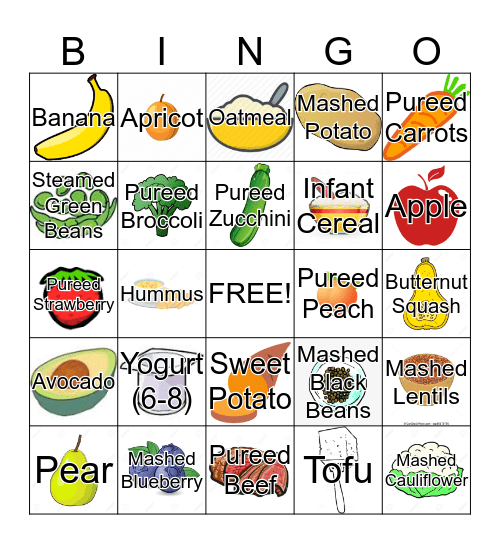 Introducing Solid Foods  Bingo Card