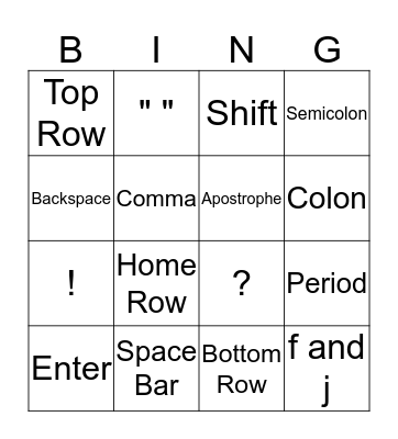 Keyboard Bingo Card