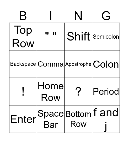 Keyboard Bingo Card