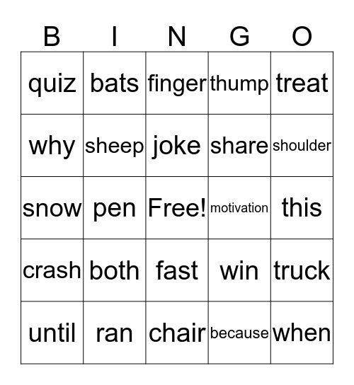 Spelling lists 1 through 11 Bingo Card