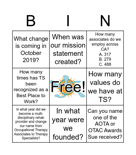 TS TRIVIA BINGO Card