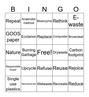 Back to Basics Bingo Card