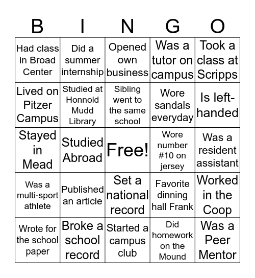 Sagehen Bingo! Bingo Card