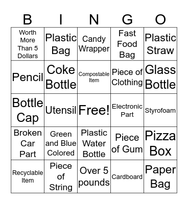 Trash Bingo Card