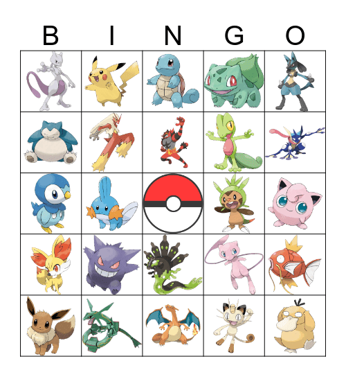 Pokémon Club Bingo! Bingo Card