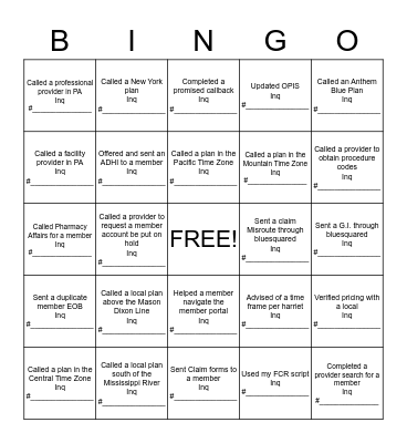 FIRST CALL RESOLUTION!! Bingo Card