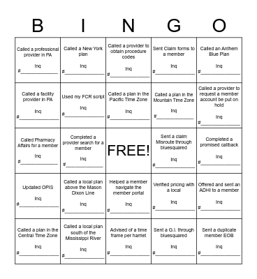 FIRST CALL RESOLUTION!! Bingo Card