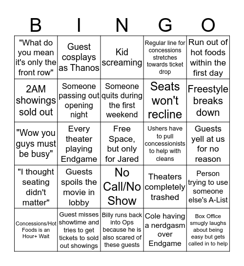 Endgame Bingo Card Bingo Card