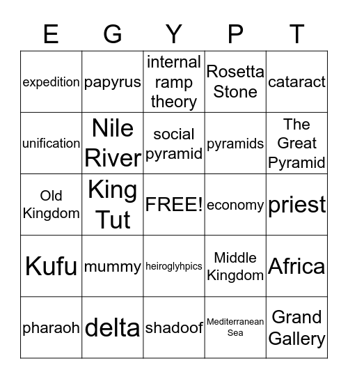 Egyptian Bingo Card