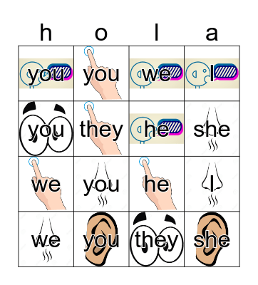 Acciones con el cuerpo Bingo Card