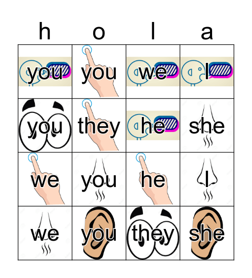 Acciones con el cuerpo Bingo Card