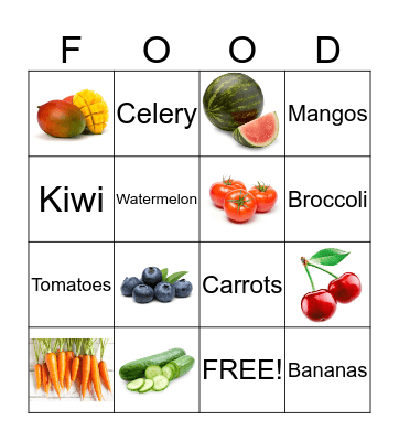 Fruits & Veggies Bingo Card