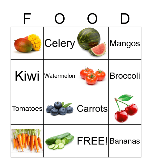 Fruits & Veggies Bingo Card