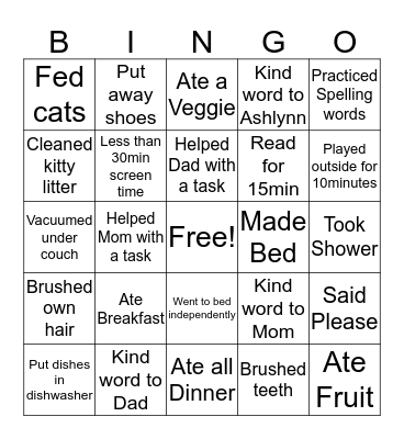 Squirrel bingo Card