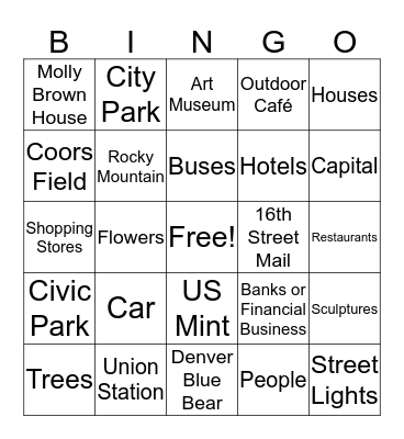 Denver Tour  Bingo Card