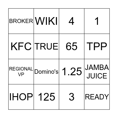 Oak Street Funding / First Franchise Capital  Bingo Card