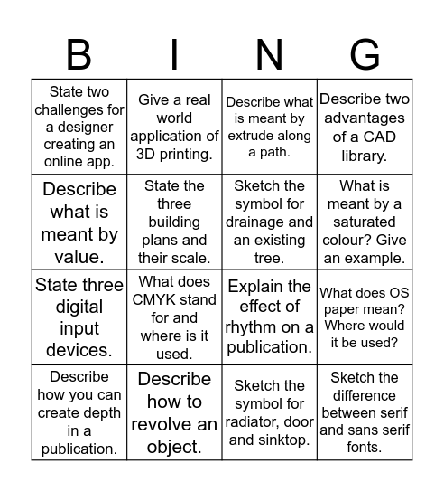 Higher Graphics Bingo Card