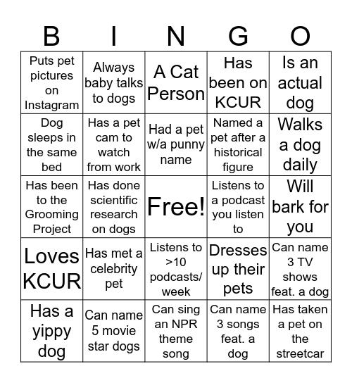 Paw-dcast Party Bingo! Bingo Card
