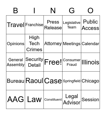 Attorney General Bingo Card