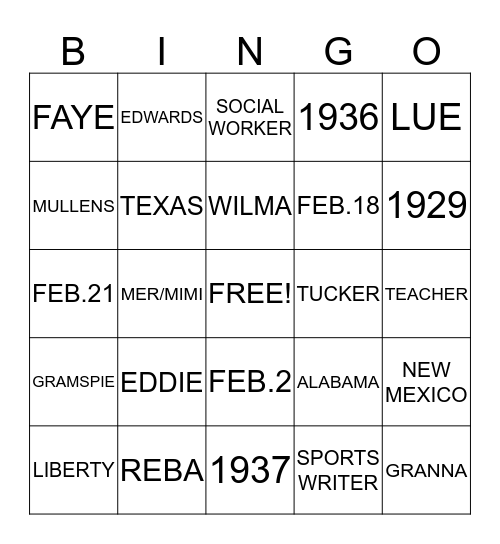 BIRTHDAY BINGO! Bingo Card