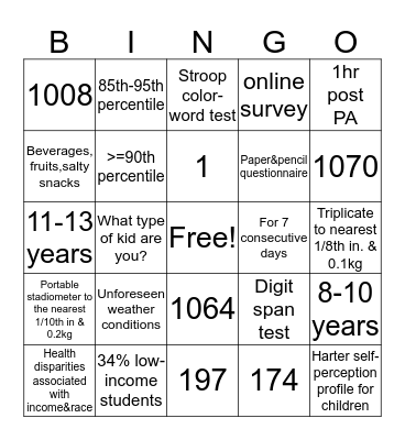 FLEX study Bingo Card