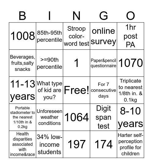 FLEX study Bingo Card