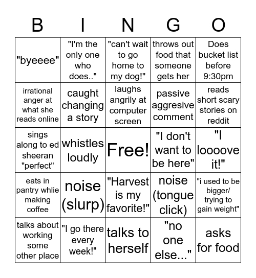 hampton bingo Card