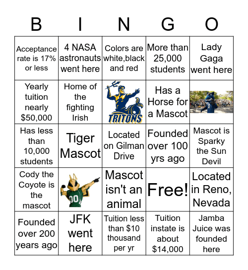 JJHS College Fair Bingo Card