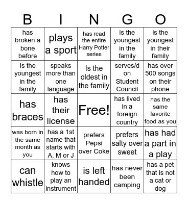 FIND SOMEONE WHO Bingo Card