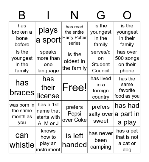 FIND SOMEONE WHO Bingo Card