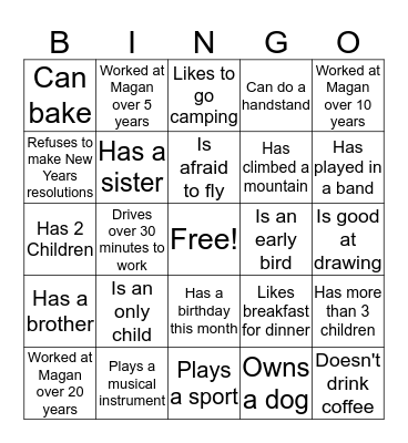 People Bingo Card