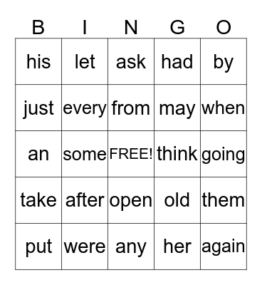 BINGO! Bingo Card