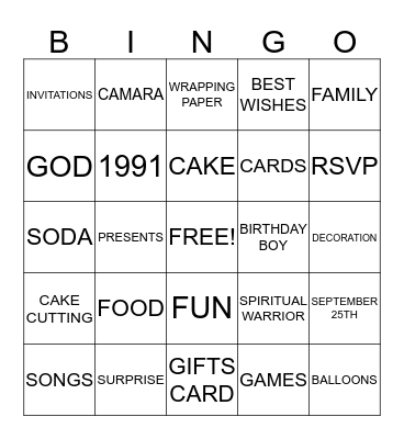 Ab's 21st Surprise Birthday Party! Bingo Card