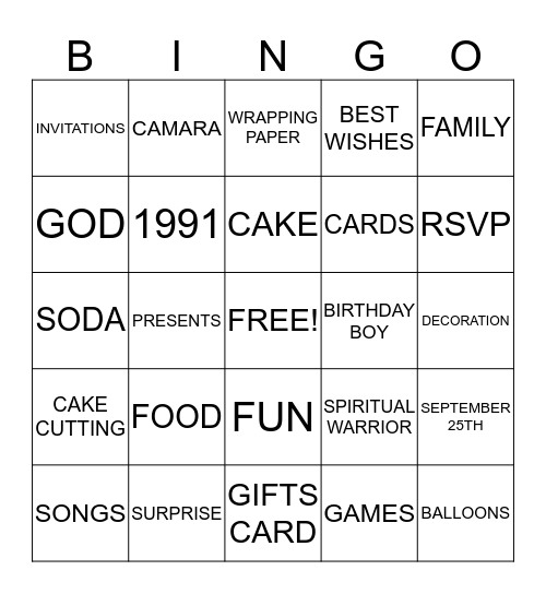 Ab's 21st Surprise Birthday Party! Bingo Card