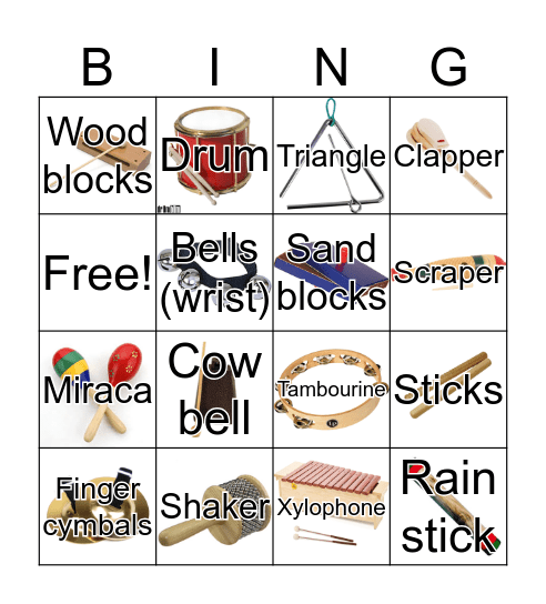 Instrument BINGO Card