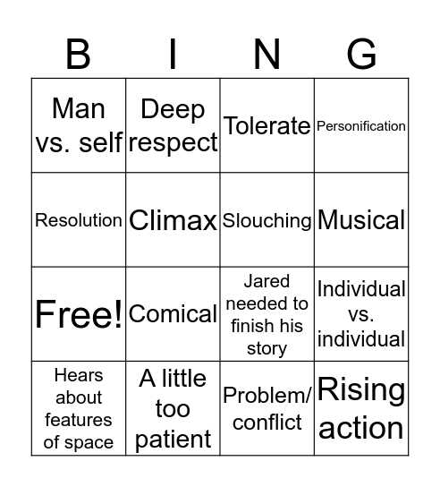 SOL Review Bingo Card