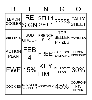 BONUS DAYS BINGO Card