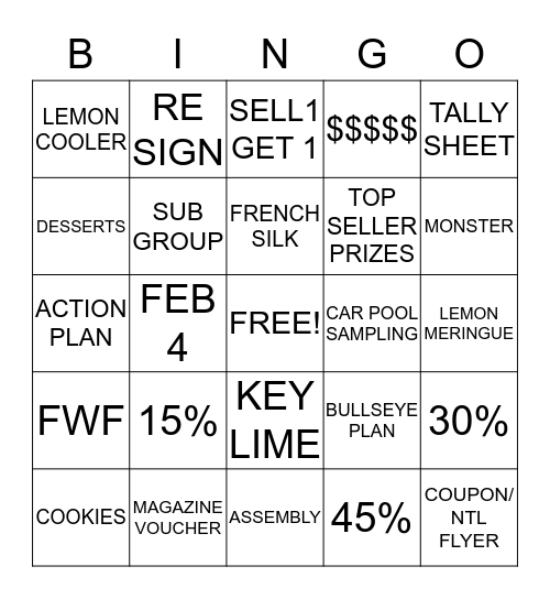 BONUS DAYS BINGO Card