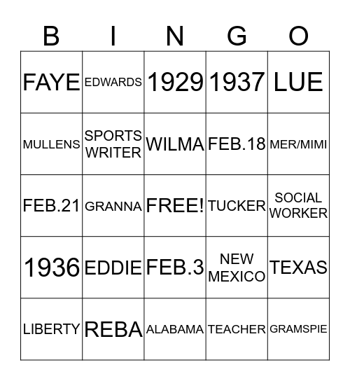 BIRTHDAY BINGO! Bingo Card